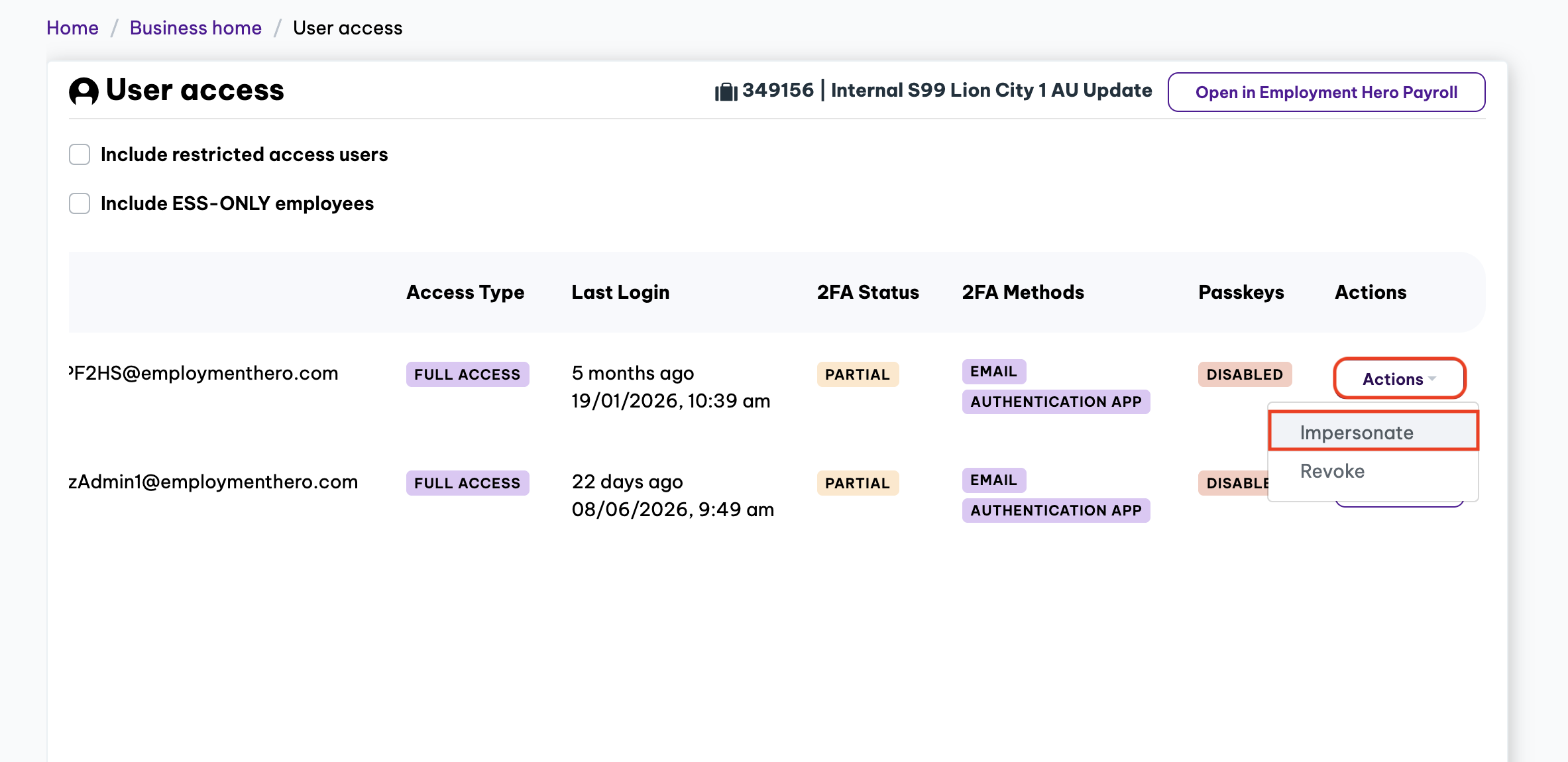 screenshot showing the impersonate button.png